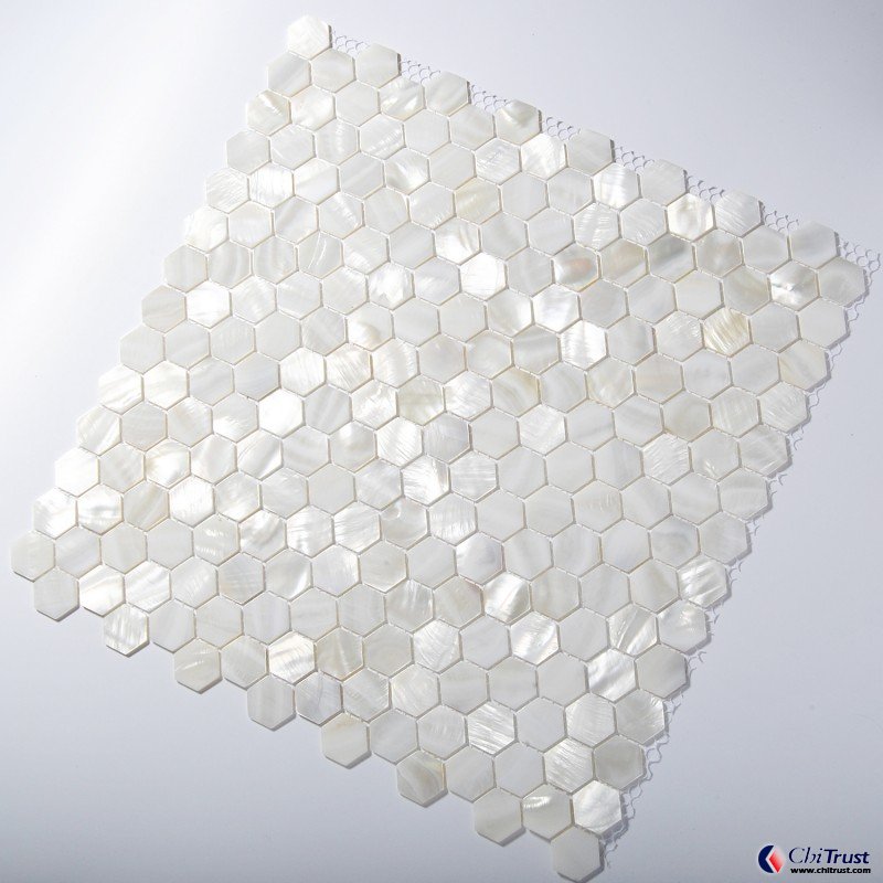 Pure white shell small hexagon mosaic tile